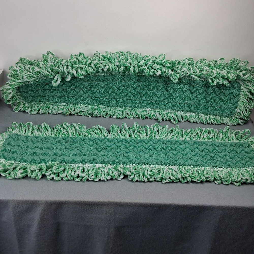 4 Rubbermaid Commercial HYGEN Microfiber Fringed Dust Mops Pads Q426 Green